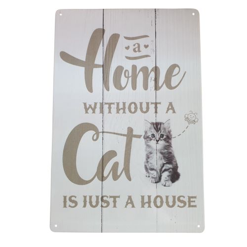 Enhance your home decor with this metal sign, perfect for any cat lover. Our 