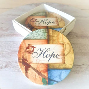 Hope Saying Coasters | Beautiful Saying Family Table Coasters | Set Of 4 Boxed Gift