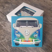 Load image into Gallery viewer, Kombi VW Coasters | Rainbow Hippy Coaster Boxed Gift Set | Kombi Lover Gifts