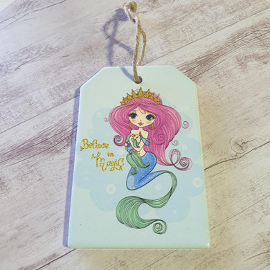 Ceramic Plaque Sign | Mermaid Believe In Magic Ceramic Gift | Bedroom Decor