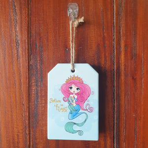 Mermaid | Hanging Plaque Sign | Believe In Magic Ceramic Gift | Bedroom Decor