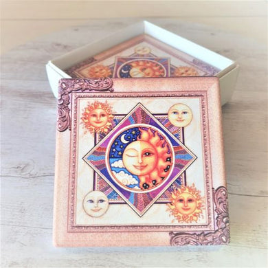 Sun & Moon Spiritual Ceramic Coasters | Set Of 4 Boxed Gift | Coffee Table Coasters