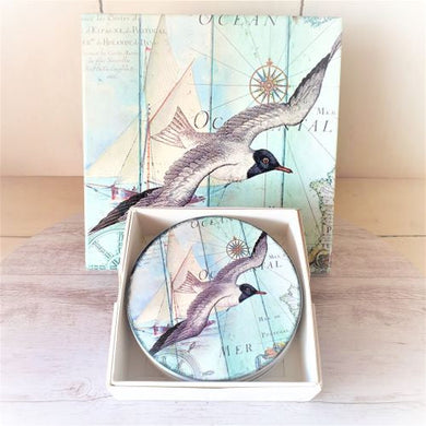 Seaside Water Bird Trivet & Coaster Gift Set  | Seagull Ocean Bird | Kitchen Table Gift Set