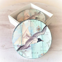 Load image into Gallery viewer, Seagull water bird ocean coaster gift boxed set 