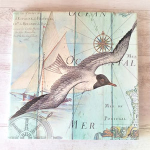 Seaside Water Bird Trivet & Coaster Gift Set  | Seagull Ocean Bird | Kitchen Table Gift Set