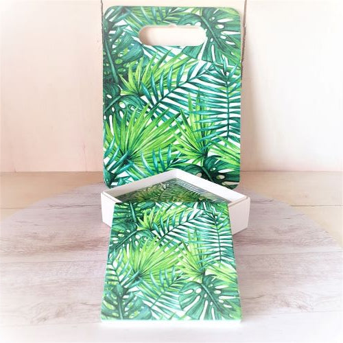 Tropical Palm Coasters & Cheese Board Gift Set | Kitchen Table Coasters | Ceramic Serving Board