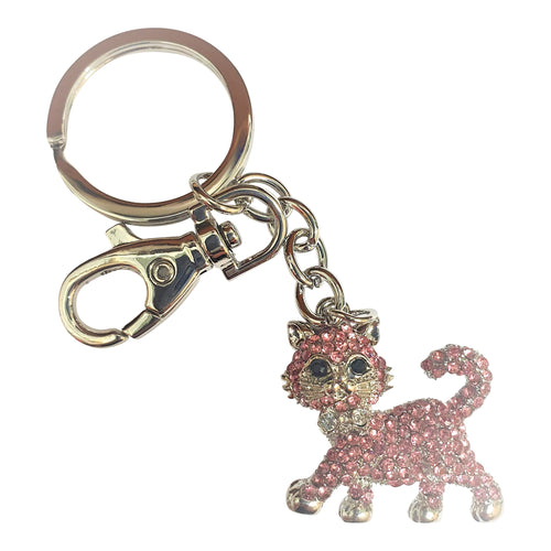 Cat Keyring Gift | Cute Pink Bow Tie Pussy Cat Keychain Bag Chain | Cat Lovers Gift