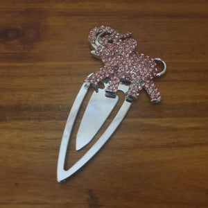 Elephant Bookmark | Pink Lucky Elephant Bling Metal Bookmark Gift | Reading Bookmark