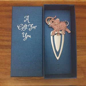 Elephant Bookmark | Pink Lucky Elephant Bling Metal Bookmark Gift | Reading Bookmark