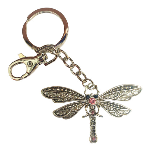 Dragonfly Keyring | Silver & Pink Dragonfly Keychain Bag Chain Bag Charm Gift