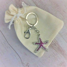 Load image into Gallery viewer, Starfish Keychain | Purple &amp; Silver Keyring | Keychain | Bag Chain | Bag Charm | Ocean Gift