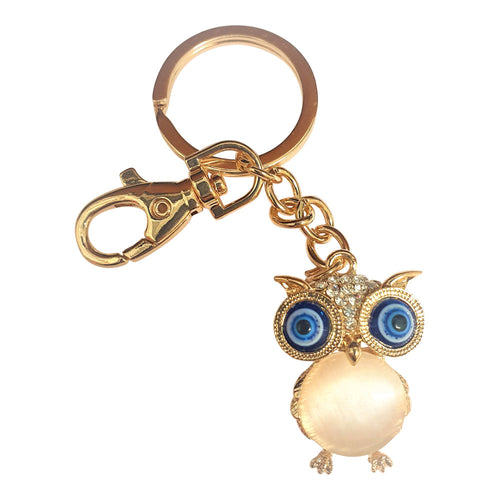 Owl Keyring | Small Quirky Gemstone Owl keychain | Wisdom & Good Luck Gift