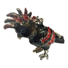 Load image into Gallery viewer, The beautiful red-tailed  cockatoo is a much loved Australia bird.  This beautiful hand made keyring | Bag chain is the perfect gift. Large chunky piece, free standing cockatoo. Tourism wildlife gifts