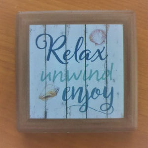 Beach Fridge Magnet | Relax Unwind Enjoy Beach Gift | Bar Ceramic Magnet Ocean Gift