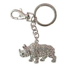 Load image into Gallery viewer, Rhino Keychain | Silver Wild Rhino Keyring - Bag Chain - Keychain Gift