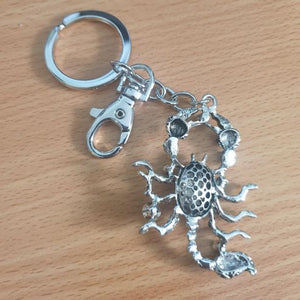 Scorpion Keyring | Silver & Blue Scorpion Keychain Gift | Scorpio Symbol