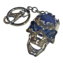 Load image into Gallery viewer, Skull Keyring | Gun Black Metal Skull Keychain Bag Chain | Blue Rhinestone