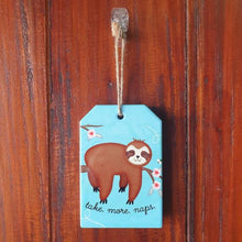 Load image into Gallery viewer, Sloth | Take More Naps Adorable Ceramic Baby Hanging Sign Plaque Room Gift | Blue