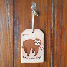 Load image into Gallery viewer, Sloth | Take More Naps Adorable Ceramic Baby Hanging Sign Plaque Room Gift | Peach