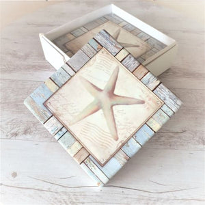 Seaside Starfish Ocean Coasters | Set Of 4 Boxed Gift | Ocean Lovers Décor
