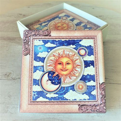 Sun Moon & Sky Ceramic Coasters | Set Of 4 Boxed Gift Set | Spiritual Gifts