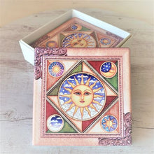Load image into Gallery viewer, Sun &amp; Moon Ceramic Square Coasters | Set of 4 Boxed Gift Set | Spiritual Gifting