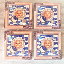 Load image into Gallery viewer, Sun Moon &amp; Sky Ceramic Coasters | Set Of 4 Boxed Gift Set | Spiritual Gifts