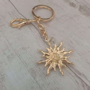 Sun Keychain | Gold & Silver Sun Keyring | Bag Chain Bag Charm Gift