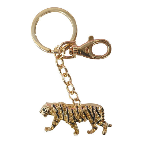 Big Cat Keychain Gift | Gold Wild Tiger Keyring | Wild Large Cat Gifts
