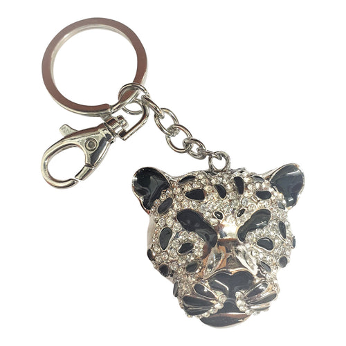 Big Cat Keychain | Silver & Black Tiger Head Keyring | Tiger Big Cat Gifts
