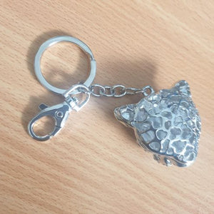 Big Cat Keychain | Silver & Black Tiger Head Keyring | Tiger Big Cat Gifts