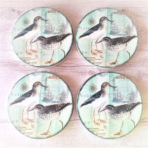 wetland water birds ceramic coaster set of 4 boxed gift