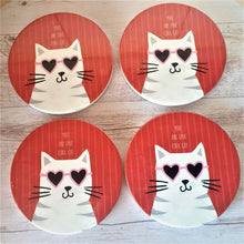 Load image into Gallery viewer, Cat Coaster Gift | You Are One Cool Cat | Set Of 4 Ceramic Coasters | Boxed Gift