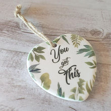 Load image into Gallery viewer, Heart With Gift Bag | You Got This Plant Heart Hanger Gift Sign